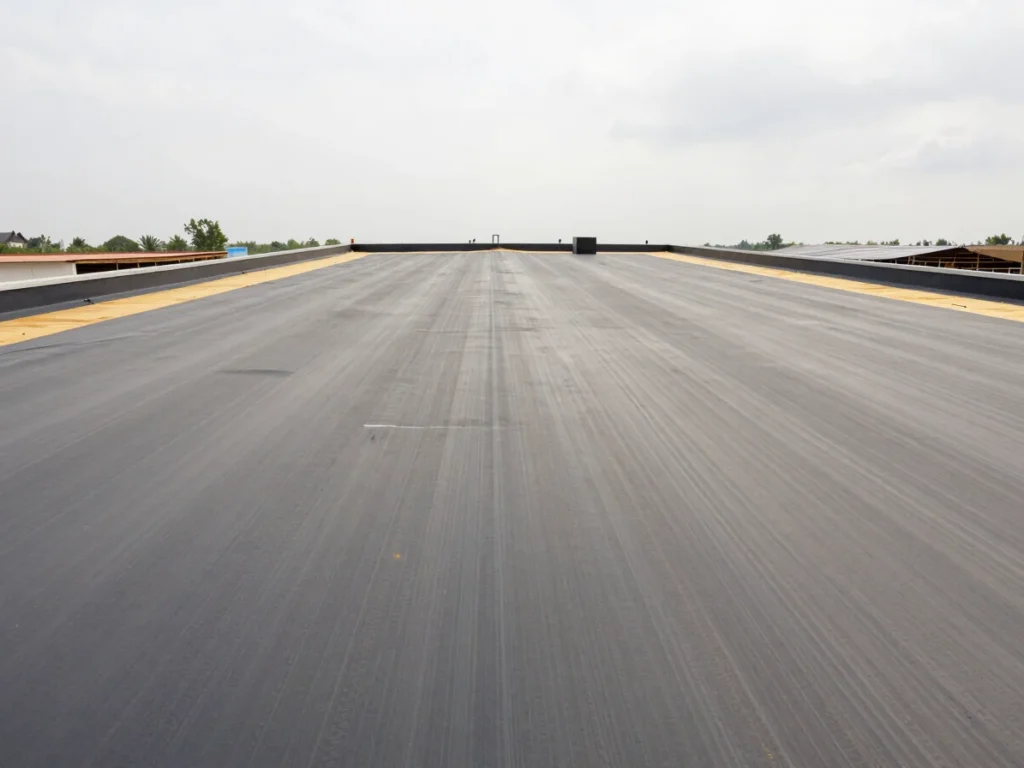 Low-slope commercial flat roof membrane installation