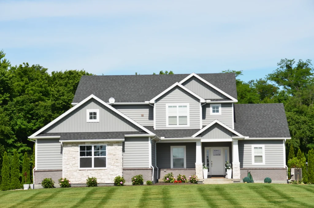 Suburban home with a new architectural shingle roof