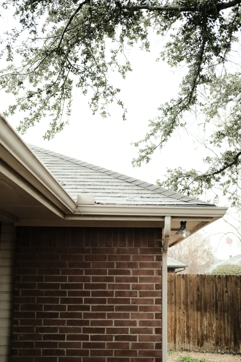 Roof edge and eaves where gutters attach